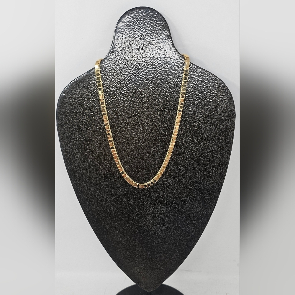 Vintage Monet Gold Plated Flat Box Chain 17" Necklace Signed